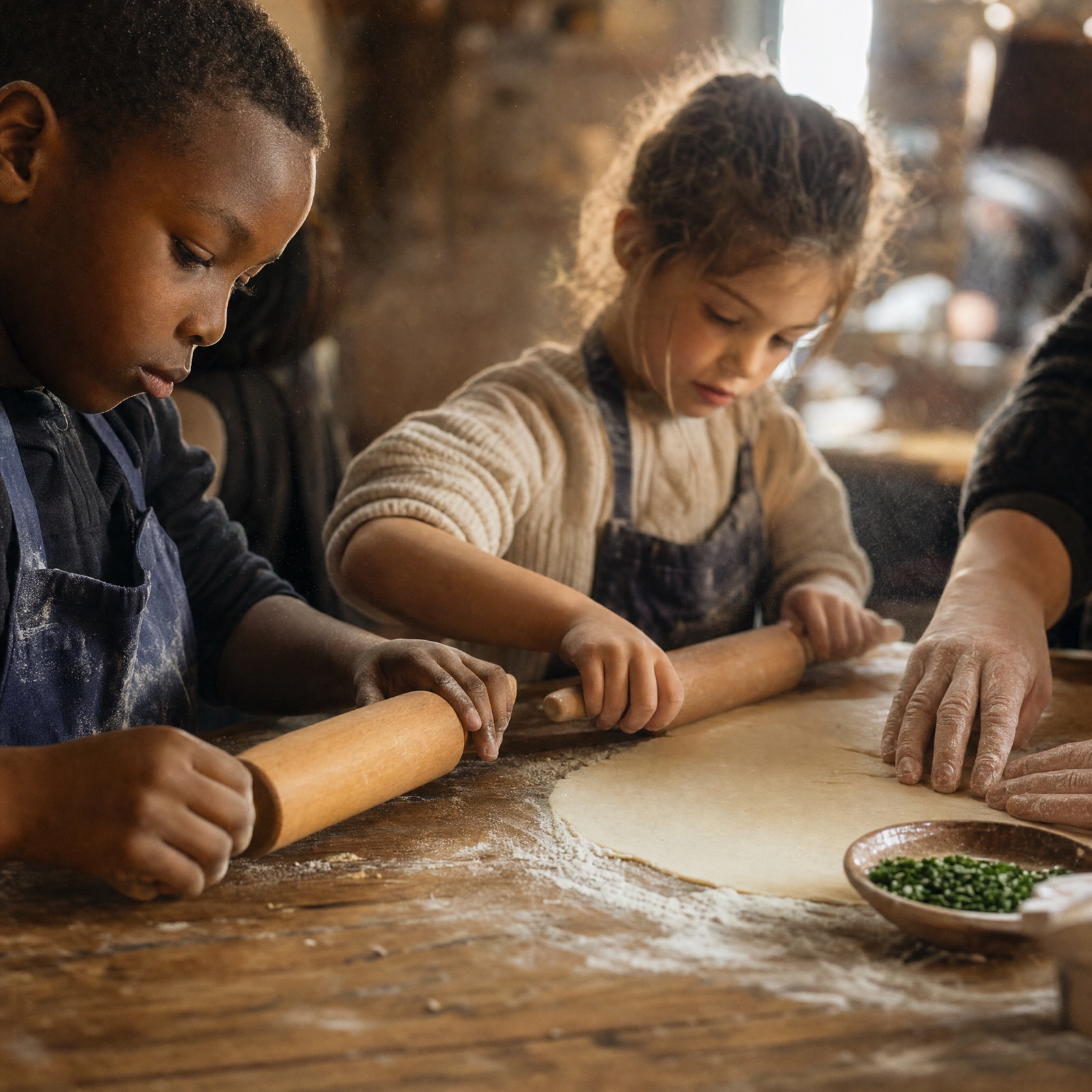 Enfants au marché de Talensac, découvrant les légumes de saison